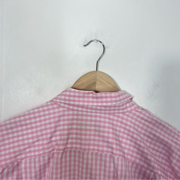 Teddy Stratford Pink Gingham Oxford Cloth Zip Front Shirt Size Large or 4 - Picture 8 of 13